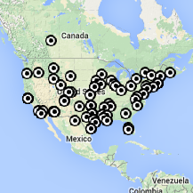 Map of customer locations around the US.